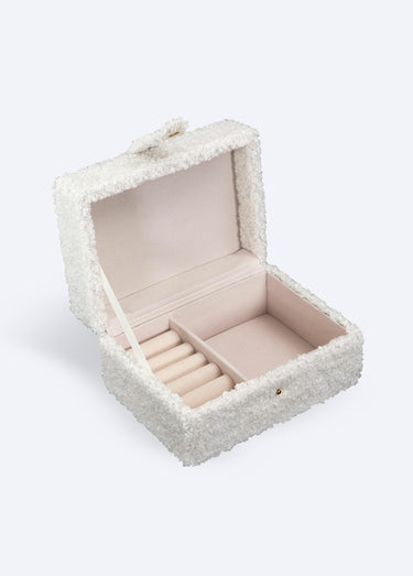 Boite à bijoux en maille bouclette Blanc