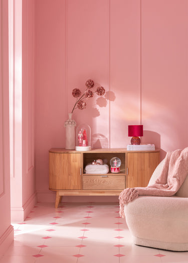 Commode en pin avec 2 portes rainurées Naturel