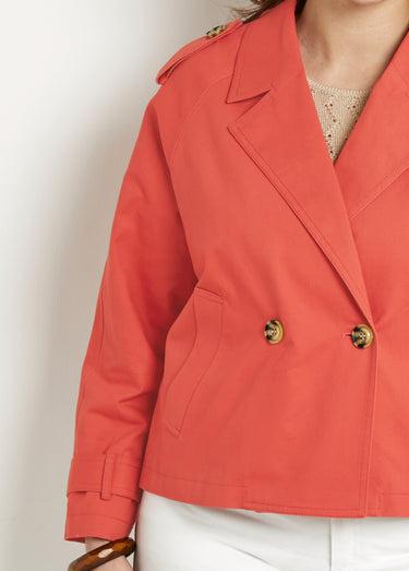 Trench court double boutonnage coton doublé Terracotta