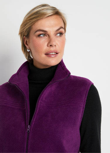 Blouson zippé sans manches polaire Aubergine