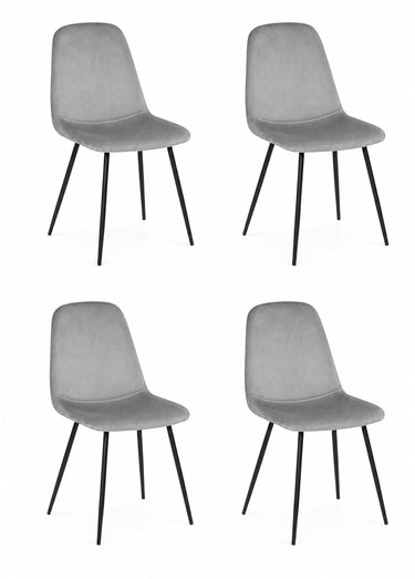 Set 4 Chaises velours cotelé, pieds métal Gris
