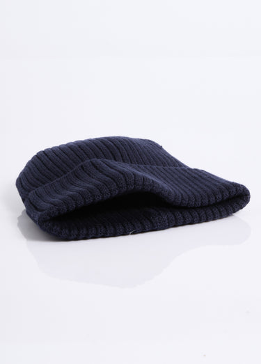 Bonnet en maille cotelée, à revers Marine