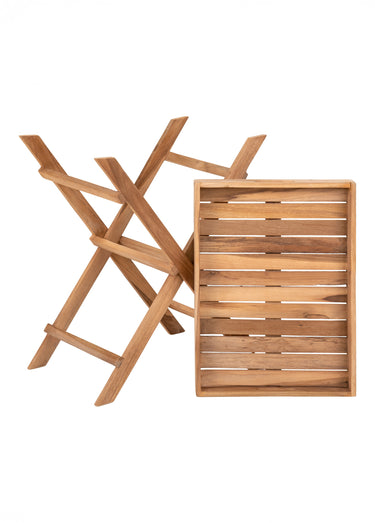Table basse teck avec plateau amovible Naturel