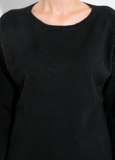 Pull col rond dégagé chaud avec laine Noir