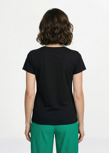 T-shirt coton ananas sequins Noir