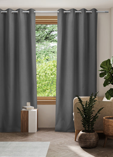Rideau thermique polaire effet natté finition oeillets Gris