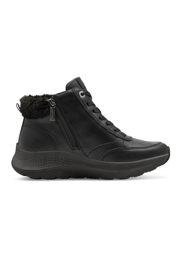 Boots fourrées compensées à lacets Noir