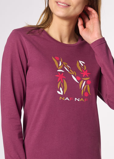 Chemise de nuit courte logo placé Violet