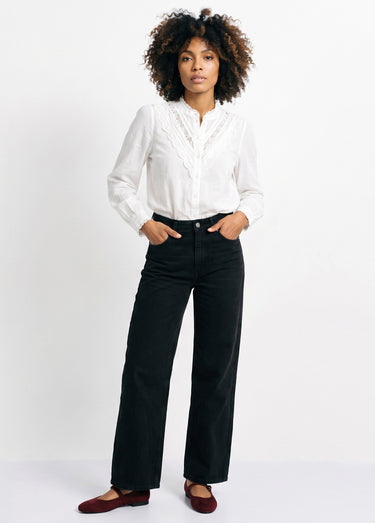 Jean wide taille haute, poches plaquées Gris
