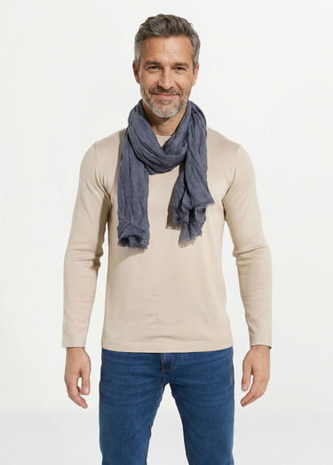 Foulard type chèche avec petites franges Bleu