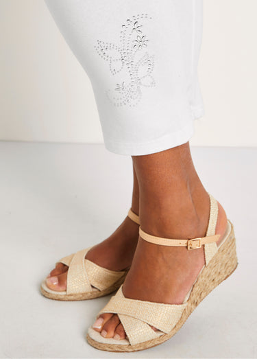 Legging court uni ceinture élastiquée Blanc