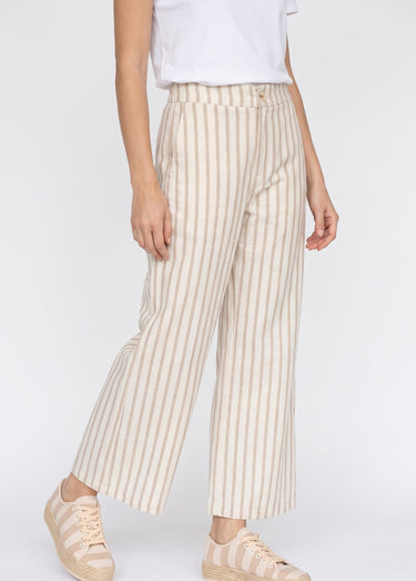 Pantalon large, rayures  métallisées Beige/Ecru
