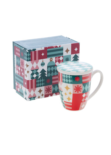 Coffret mug Noël avec filtre + couvercle Rouge/Vert