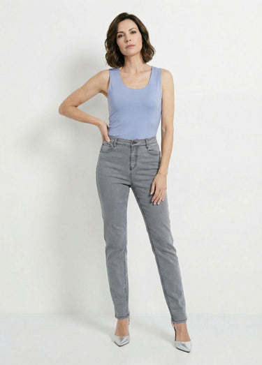 Jean taille haute coupe droite Gris