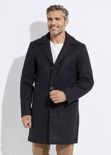 Manteau homme col tailleur en lainage Noir