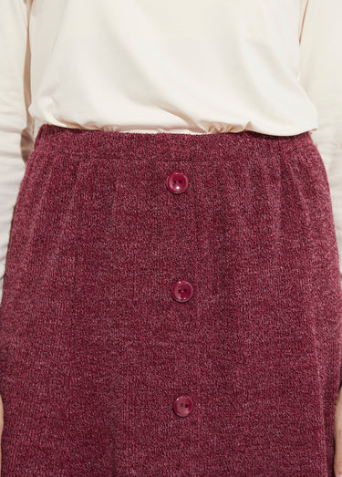 Jupe mi longue évasée maille chaude unie Bordeaux