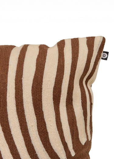 Coussin déhoussable, motif brodé Hary Marron