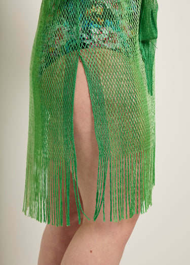 Robe de plage en maille multicolore Vert