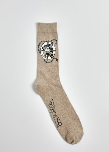 Chaussettes vintage fantaisie, Mickey Beige