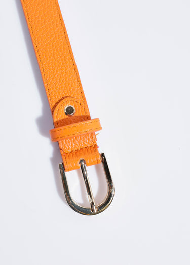 Ceinture en cuir grainé boucle métal Orange