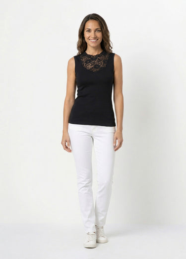 Maillot de corps sans manches dentelle Noir
