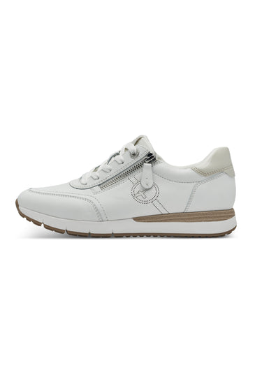 Baskets lacets et zip avec logo perforé Blanc