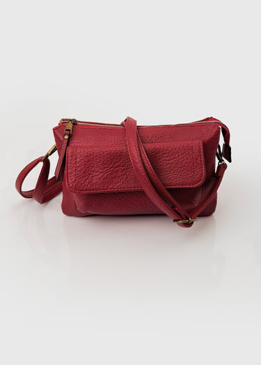 Sac pochette en simili cuir grainé Bordeaux