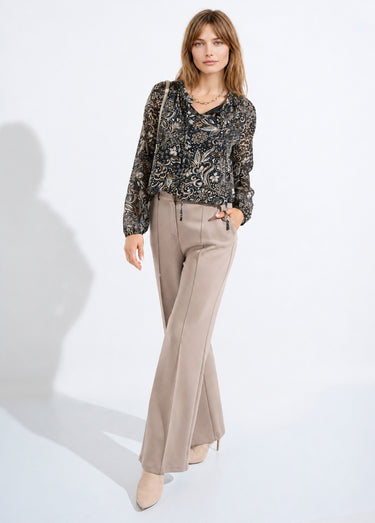 Pantalon structuré de ville maille milano unie Beige