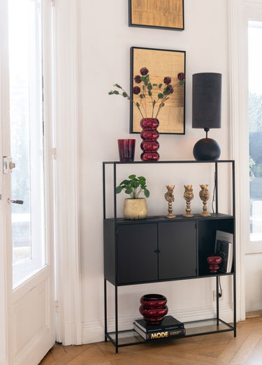 Etagère métal mat 2 portes + 2 niveaux Noir