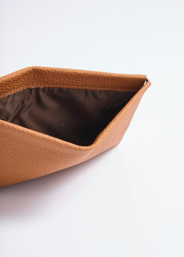 Petite pochette cuir fermeture rigide Camel