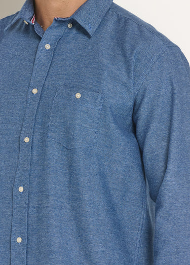Chemise manches longues poche boutonnée Bleu