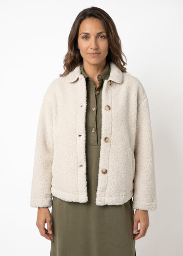 Veste maille bouclette intérieur polaire Beige