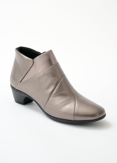 Bottines zippées en cuir, grande largeur Bronze