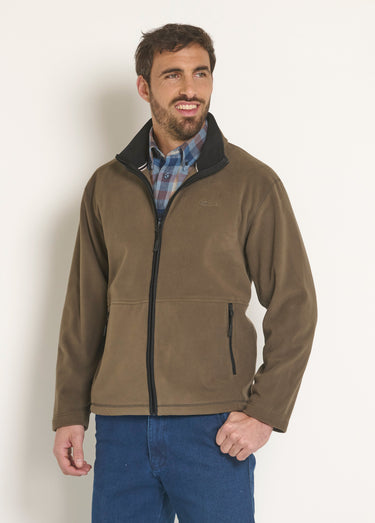 Veste zippée polaire col montant Marron