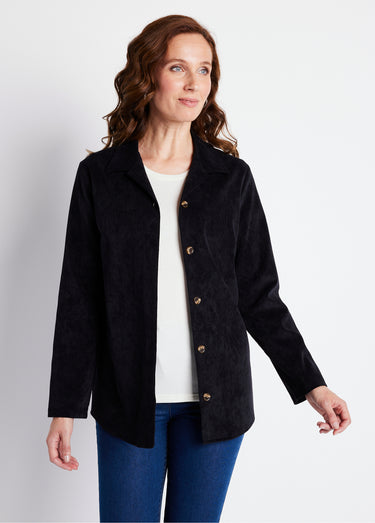 Veste surchemise velours milleraies col tailleur Noir