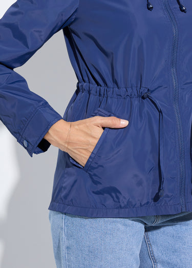 Coupe-vent capuche et taille resserrée Marine