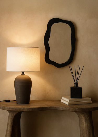 Lampe aspect brut avec abat jour tissu Naturel