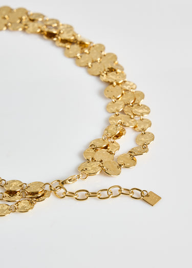 Collier 3 rangs pastilles en acier inox Dore