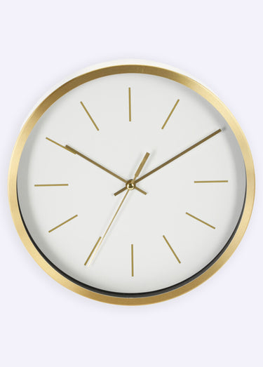 Horloge déco ronde en aluminium brossé Blanc