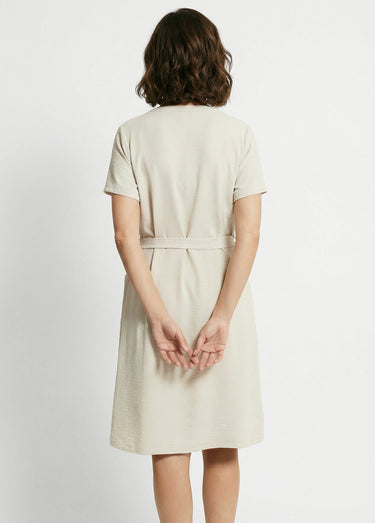 Robe chemisier en crêpe, style ethnique Beige