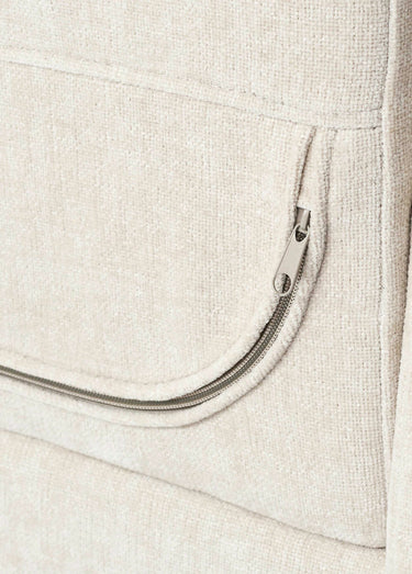 Fauteuil bas en tissu maille chenille Blanc