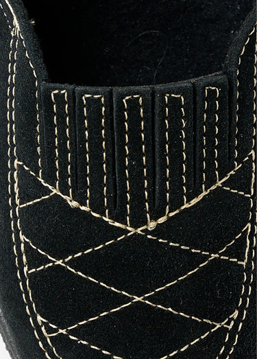 Mocassins élastiqués cuir grande largeur Noir