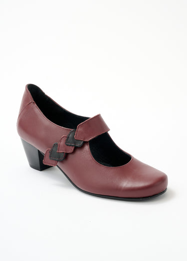 Escarpins largeur confort cuir à talon Bordeaux
