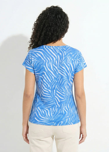 T-shirt col rond manches courtes imprimé Bleu