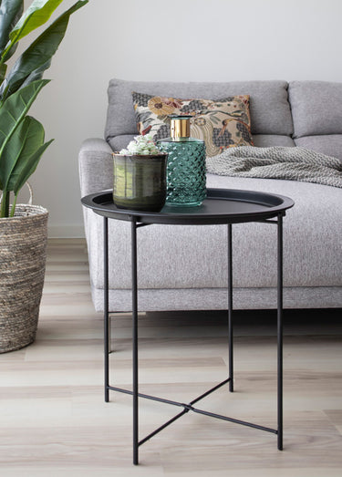 Petite table d’appoint ronde en acier Noir
