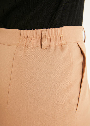 Pantalon droit uni taille semi élastiquée Beige