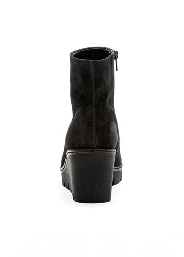 Boots en cuir aspect daim, compensées Noir