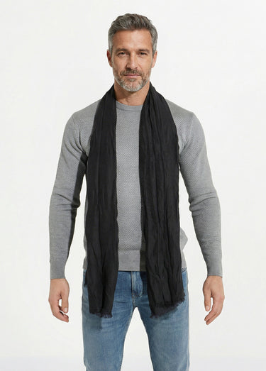 Foulard type chèche avec petites franges Noir