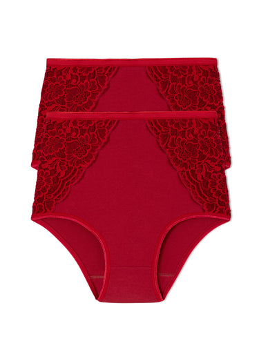 Culottes taille haute dentelle - lot de 2 Carmin Lot 2