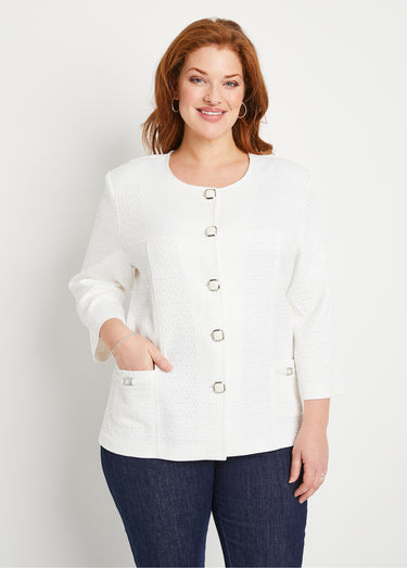 Veste ras de cou manches 3/4 Blanc